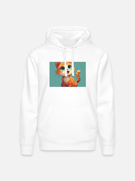 Happy Orange Tabby Kitten - Stanley/Stella Drummer Unisex Organic Hoodie - white