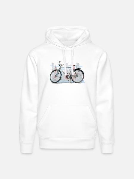 Rustic City Bicycle Sketch - Stanley/Stella Drummer Unisex Organic Hoodie - white