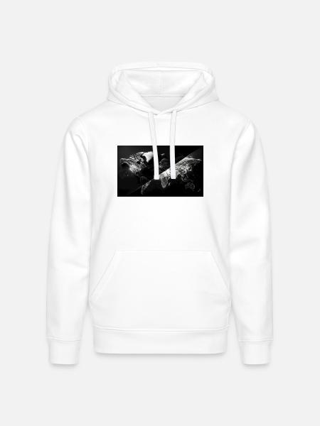 Global Network Map - Stanley/Stella Drummer Unisex Organic Hoodie - white