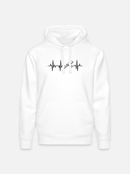 Cricket ECG Heartline - Stanley/Stella Drummer Unisex Organic Hoodie - white