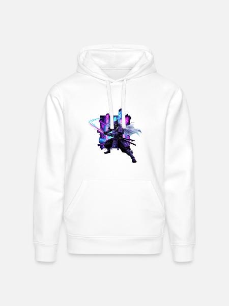 Cyber Kat Ninja Neon City - Stanley/Stella Drummer Unisex Organic Hoodie - white