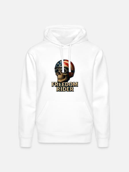 Freedom Rider Skull Art - Stanley/Stella Drummer Unisex Organic Hoodie - white