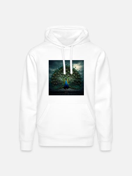 beautiful peacock - Stanley/Stella Drummer Unisex Organic Hoodie - white