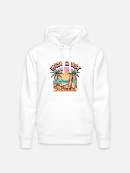 West-Coast-Surf-Vibe-Retro-California-Beach-Sun - Stanley/Stella Drummer Unisex Organic Hoodie - white