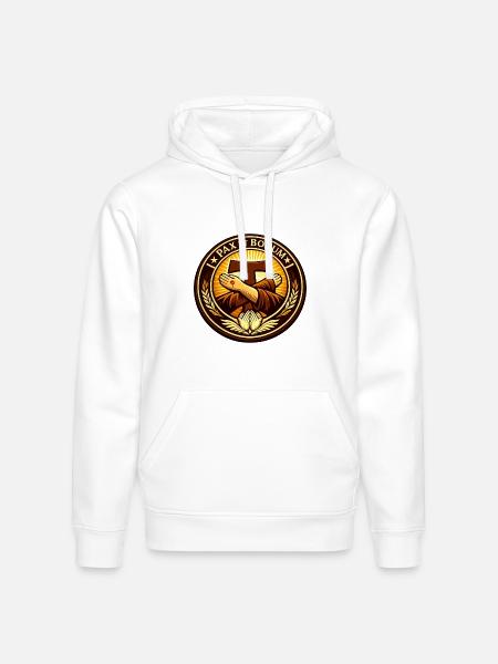 Franciscan Pax Et Bonum Emblem Tee - Stanley/Stella Drummer Unisex Organic Hoodie - white