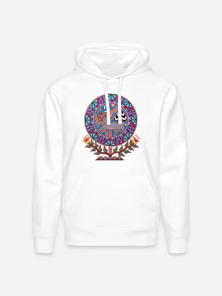 Native Huichol Peyote Deer - Stanley/Stella Drummer Unisex Organic Hoodie - white