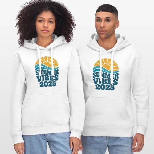Summer Vibes 2025 Retro Sunset T-Shirt | Fun Beach - Stanley/Stella Drummer Unisex Organic Hoodie