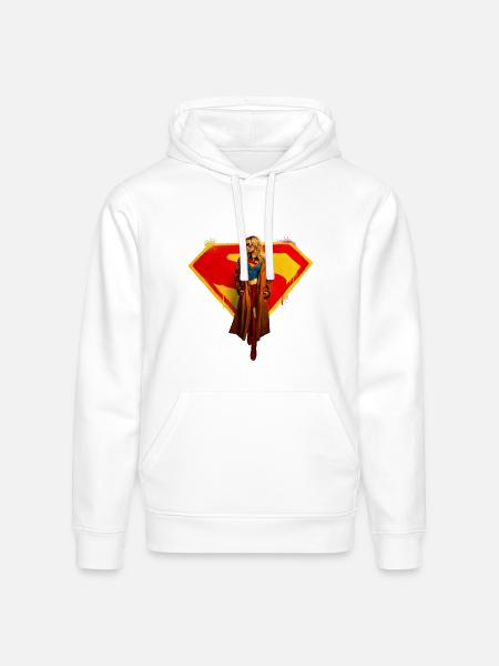 Supergirl Movie Kara In Front Of Supergirl Emblem - Stanley/Stella Drummer Unisex Organic Hoodie - white