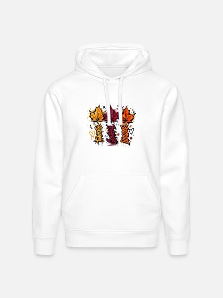 Autumn Graffiti Leaves - Stanley/Stella Drummer Unisex Organic Hoodie - white