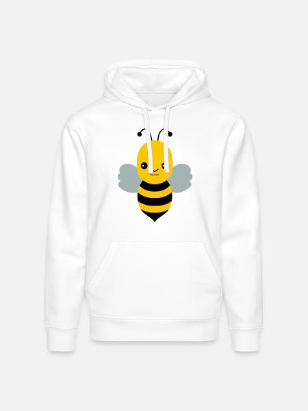 Meh Expression Cartoon Bee/Bumblebee - Stanley/Stella Drummer Unisex Organic Hoodie - white