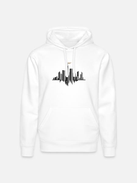 Monochrome Skyline Flag - Stanley/Stella Drummer Unisex Organic Hoodie - white