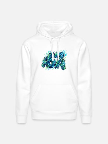 Neon Circuit Vortex Hands - Stanley/Stella Drummer Unisex Organic Hoodie - white