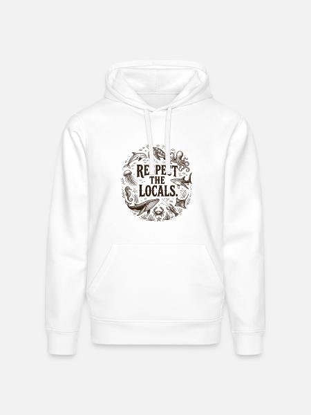 Respect the Locals Ocean Circle - Stanley/Stella Drummer Unisex Organic Hoodie - white