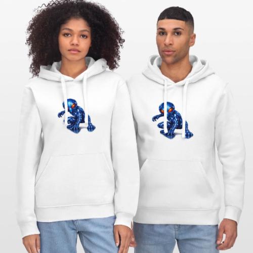 Blue Alien Crouch - Stanley/Stella Drummer Unisex Organic Hoodie