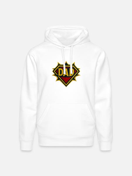 Dad Shield Badge - Stanley/Stella Drummer Unisex Organic Hoodie - white