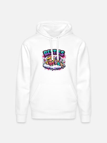 Besties Cloud Duo - Stanley/Stella Drummer Unisex Organic Hoodie - white