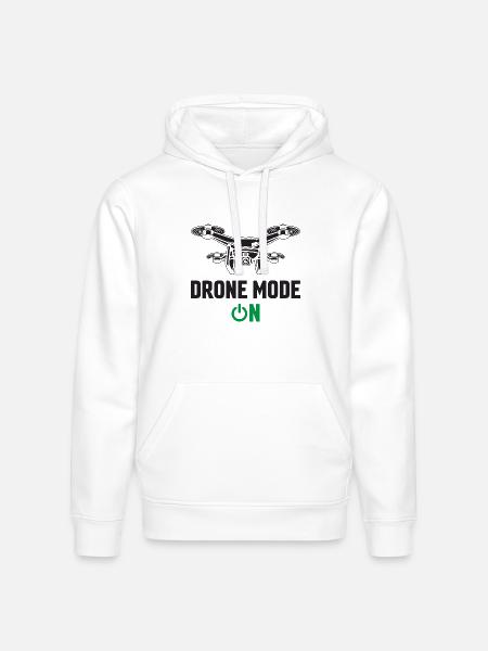 Drone Mode: On - Stanley/Stella Drummer Unisex Organic Hoodie - white