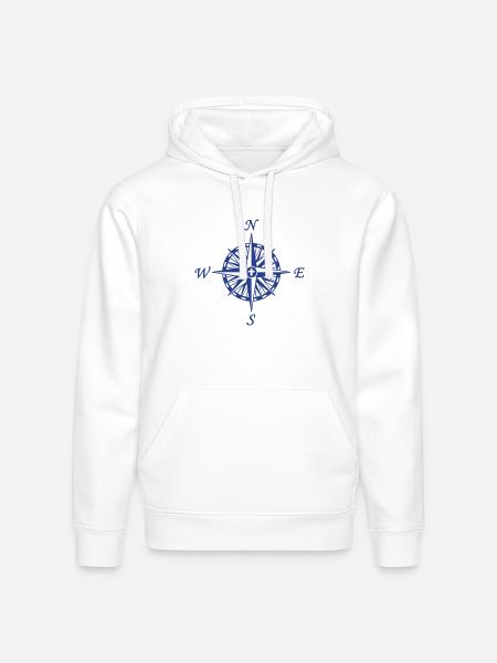 Compass Rose - Stanley/Stella Drummer Unisex Organic Hoodie - white