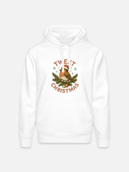 Tweet Christmas Cute Bird Holiday - Stanley/Stella Drummer Unisex Organic Hoodie - white