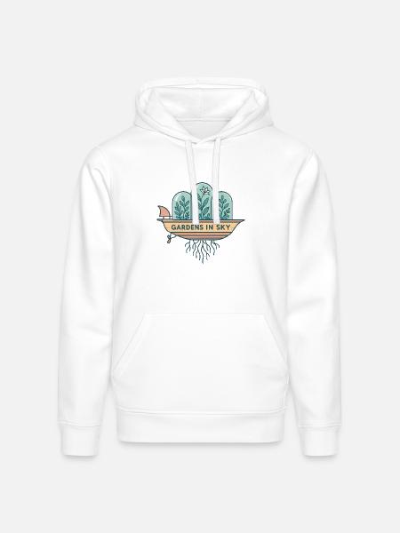 Gardens in Sky Terrarium Boat - Stanley/Stella Drummer Unisex Organic Hoodie - white