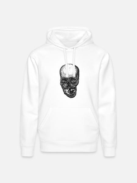 Gothic Skull Lace Portrait - Stanley/Stella Drummer Unisex Organic Hoodie - white