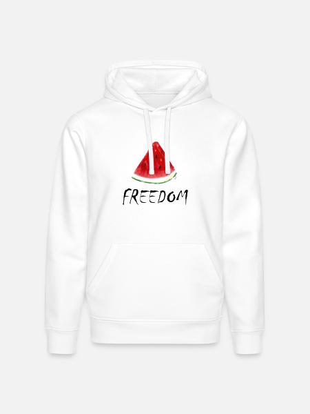 Freedom Watermelon Slice Illustration - Stanley/Stella Drummer Unisex Organic Hoodie - white