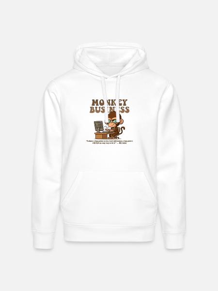 Monkey Business Aesthetic with Quote - Stanley/Stella Drummer Unisex Organic Hoodie - white