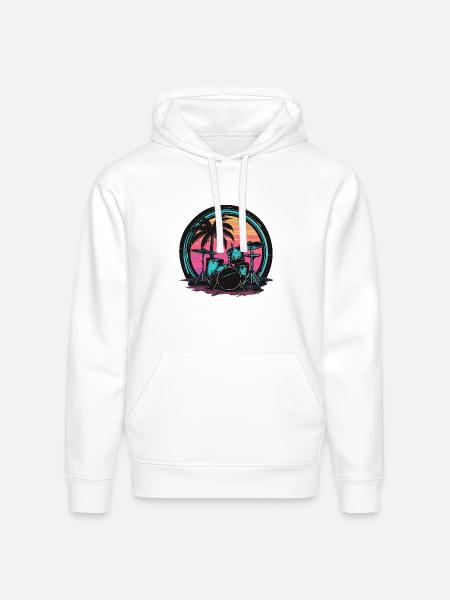 Trap Set Graphic - Stanley/Stella Drummer Unisex Organic Hoodie - white