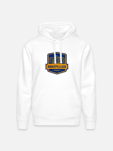 Montpellier Emblem Patch - Stanley/Stella Drummer Unisex Organic Hoodie - white