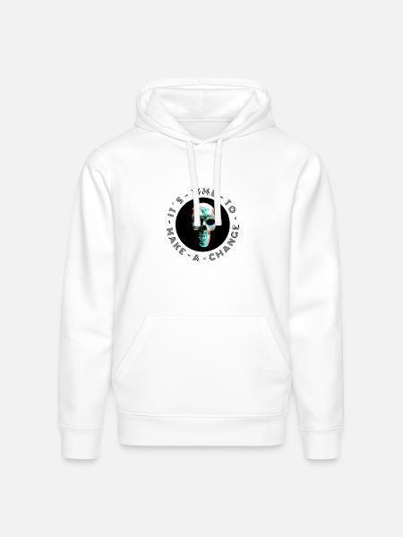 Neon Halftone Skull, Halloween, Skeleton - Stanley/Stella Drummer Unisex Organic Hoodie - white