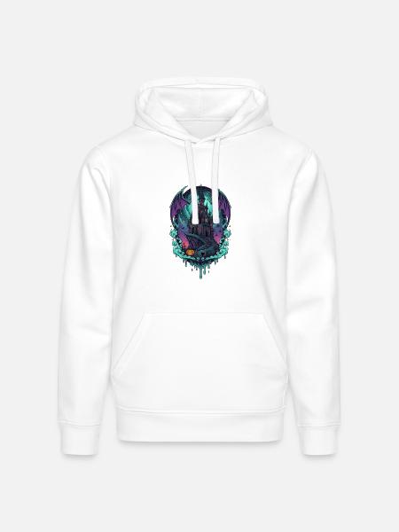 Moonlit Castle of Bats - Stanley/Stella Drummer Unisex Organic Hoodie - white