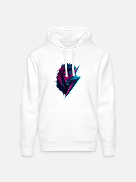 Glitched lion thunderbolt mix - Stanley/Stella Drummer Unisex Organic Hoodie - white
