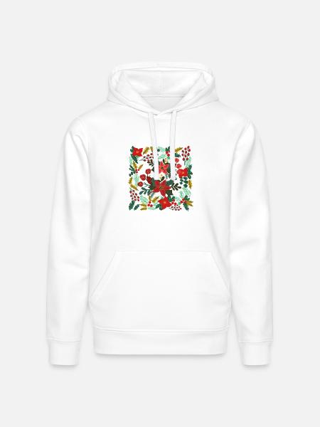 Boho Floral Christmas - Stanley/Stella Drummer Unisex Organic Hoodie - white