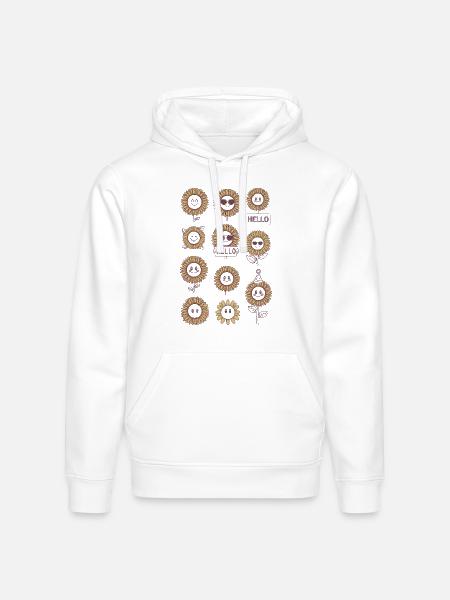 Sunflowers with Faces - Stanley/Stella Drummer Unisex Organic Hoodie - white