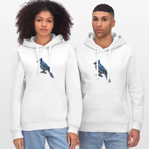 Silver Blue Jay on Perch - Stanley/Stella Drummer Unisex Organic Hoodie