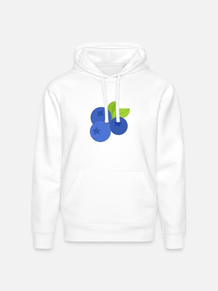 Fresh Blueberry Botanical Illustration - Stanley/Stella Drummer Unisex Organic Hoodie - white
