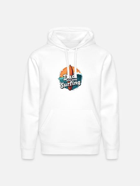 Dad Who Loves Surfing - Stanley/Stella Drummer Unisex Organic Hoodie - white