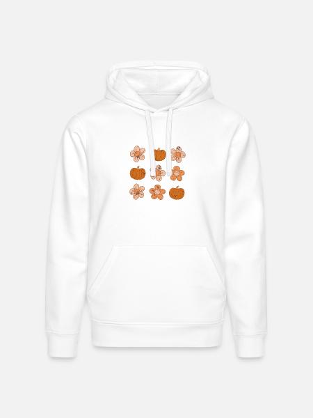 Rustic Pumpkin and Flower Pattern - Stanley/Stella Drummer Unisex Organic Hoodie - white