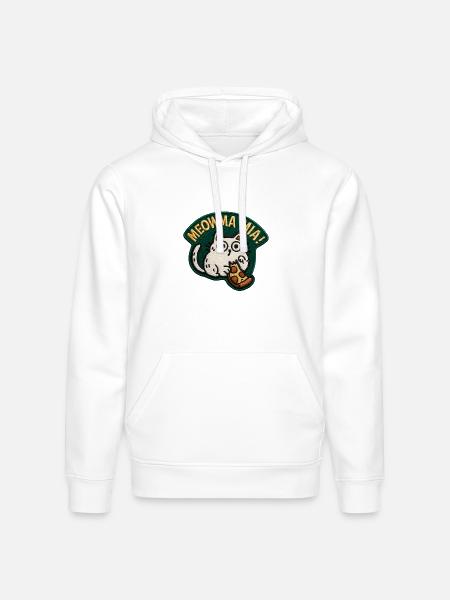 Meowma Mia Embroidered Patch - Stanley/Stella Drummer Unisex Organic Hoodie - white