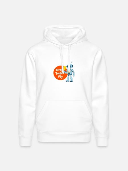 Robot and Bird Tweet Duo - Stanley/Stella Drummer Unisex Organic Hoodie - white