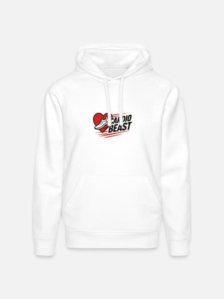 Cardio Beast Heartbeat Run Logo - Stanley/Stella Drummer Unisex Organic Hoodie - white