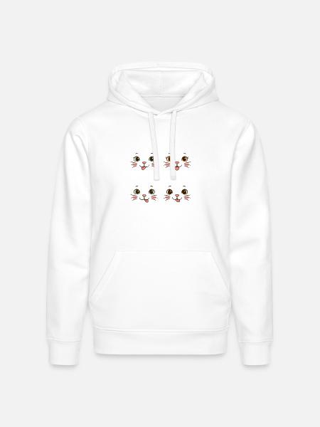 Four Playful Cat Faces - Stanley/Stella Drummer Unisex Organic Hoodie - white
