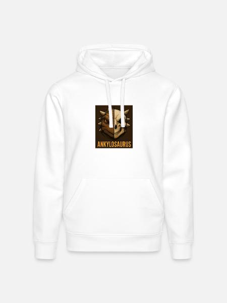 Ankylosaurus Skull - Stanley/Stella Drummer Unisex Organic Hoodie - white