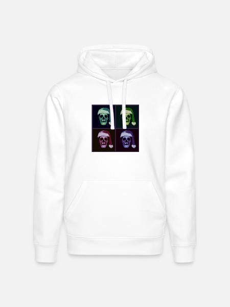 Pop Art Skull Santa Halftone - Stanley/Stella Drummer Unisex Organic Hoodie - white