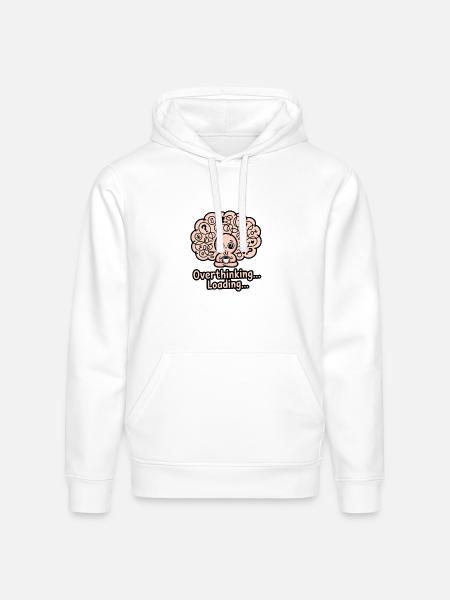 Overthinking Loading Brain - Stanley/Stella Drummer Unisex Organic Hoodie - white