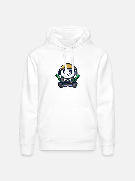 Panda Astronaut Gamer - Stanley/Stella Drummer Unisex Organic Hoodie - white