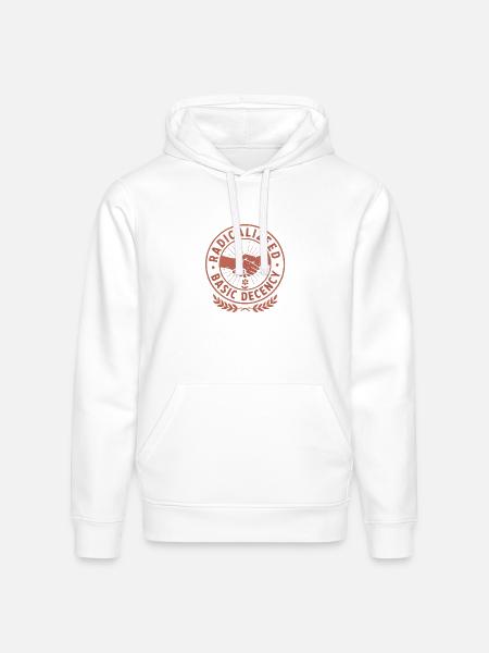 Radicalized Basic Decency Emblem - Stanley/Stella Drummer Unisex Organic Hoodie - white
