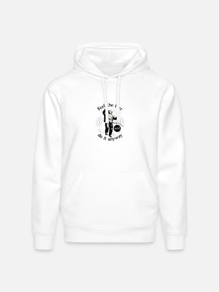 Astronaut Faces Fear Orbit - Stanley/Stella Drummer Unisex Organic Hoodie - white