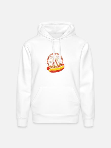 Neon Carnival Hotdog & Ferris Wheel - Stanley/Stella Drummer Unisex Organic Hoodie - white