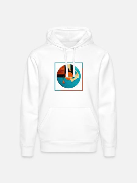 Abstract Cat Orbit Circle - Stanley/Stella Drummer Unisex Organic Hoodie - white